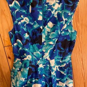 EUC Calvin Klein Turquoise and White Floral Dress, Size 4